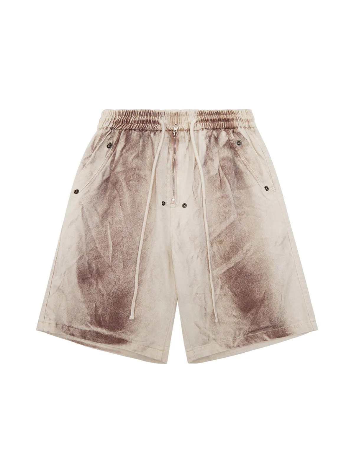 Thesupermade Spray-painted Woodcut Hip-Hop Shorts