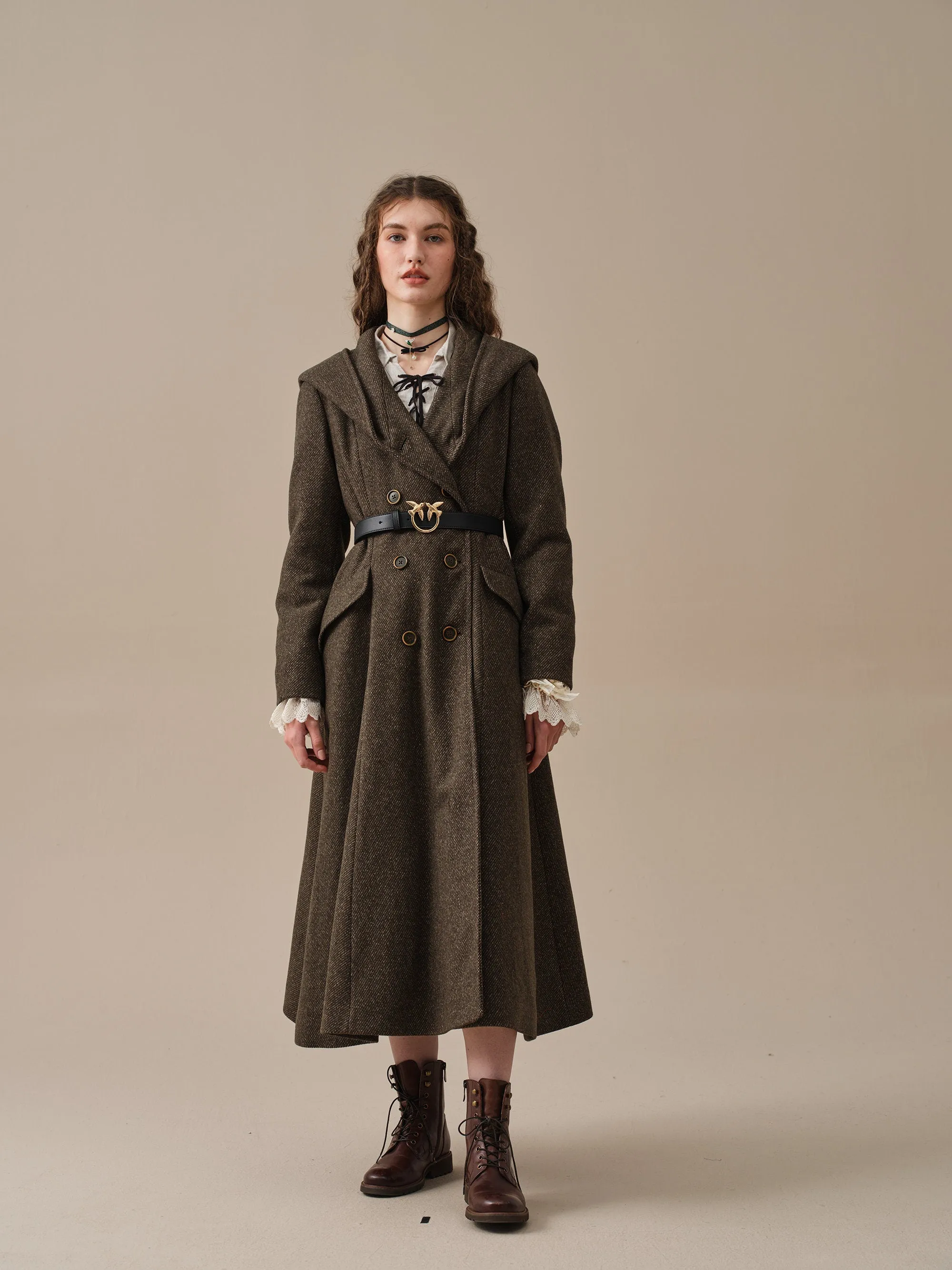 Trista 24 | 100% twill wool hooded coat