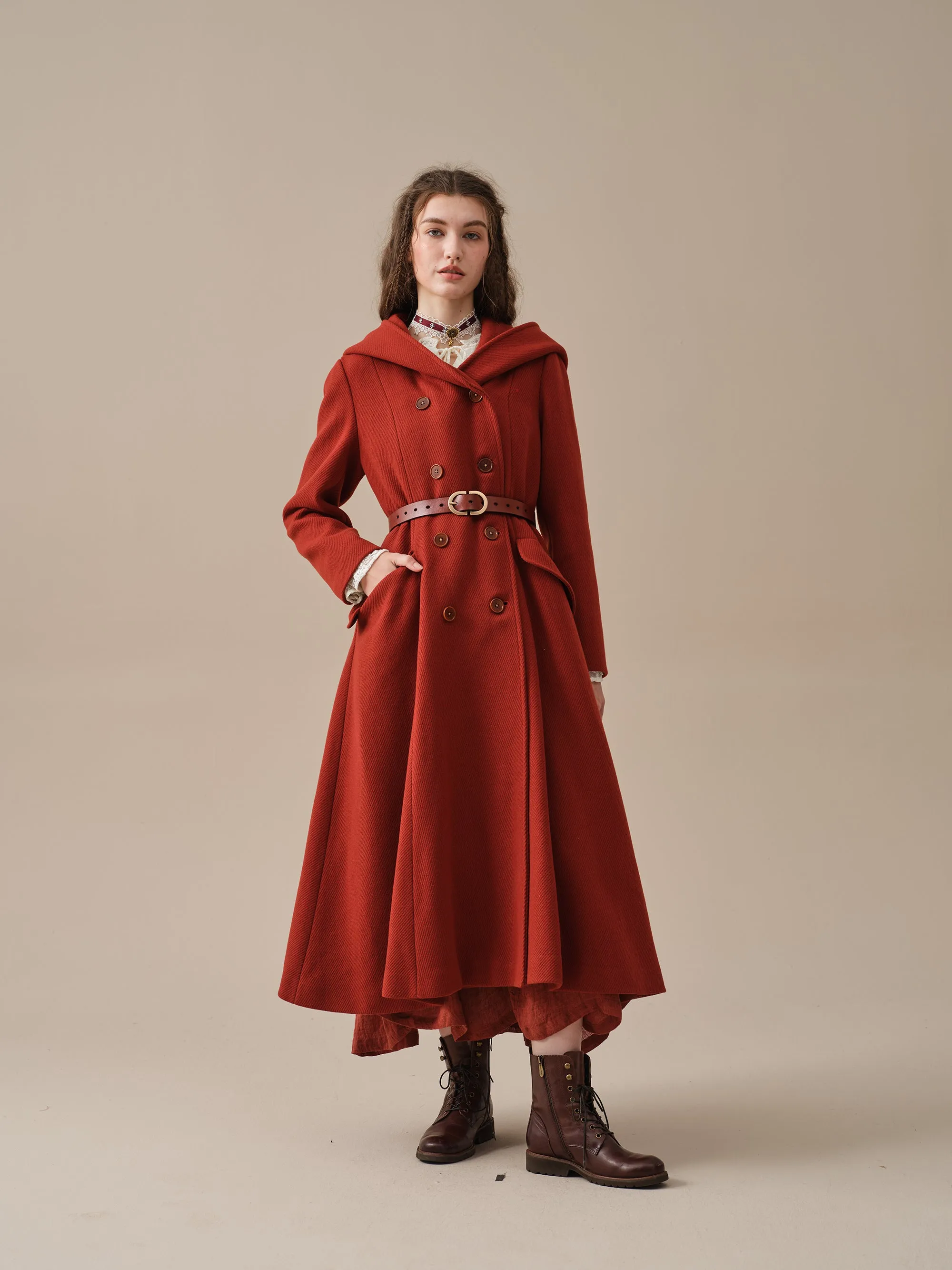 Trista 24 | 100% twill wool hooded coat