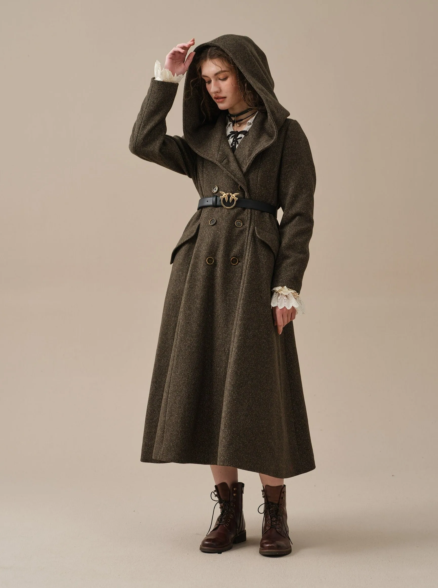 Trista 24 | 100% twill wool hooded coat