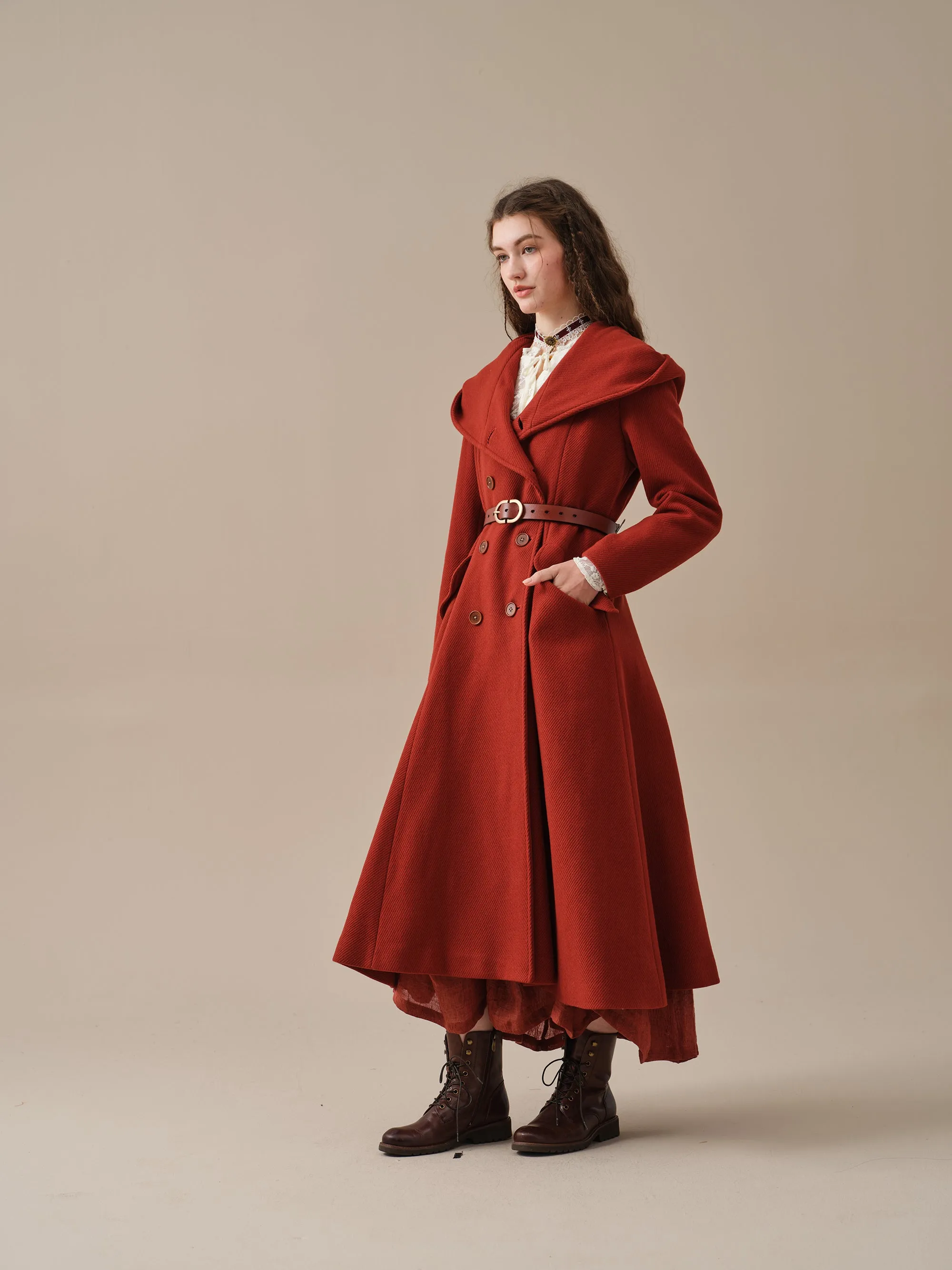 Trista 24 | 100% twill wool hooded coat