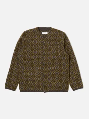 Universal Works Cardigan in Brown Geometric Fleece