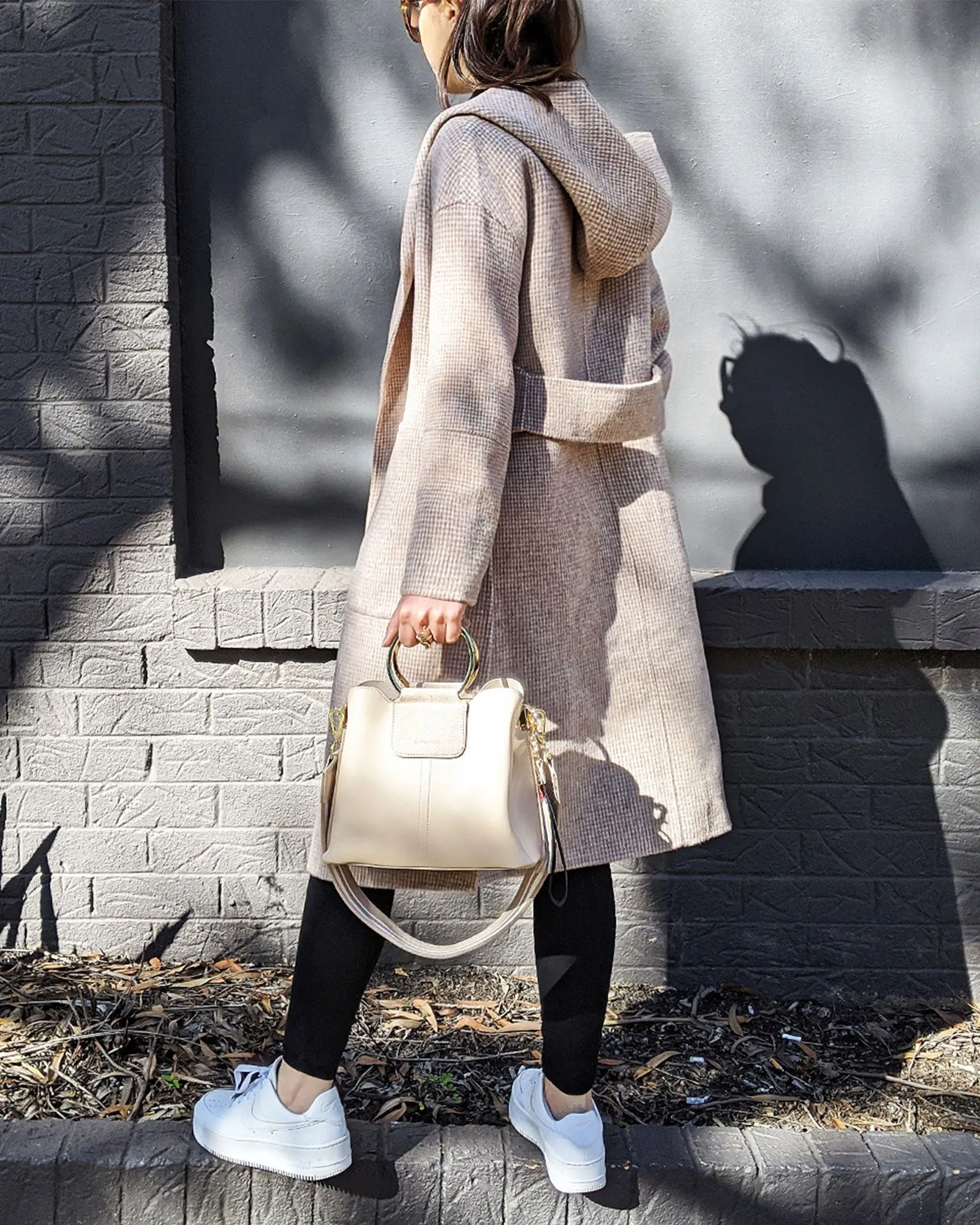 Walk This Way Wool Blend Oversized Coat - Beige