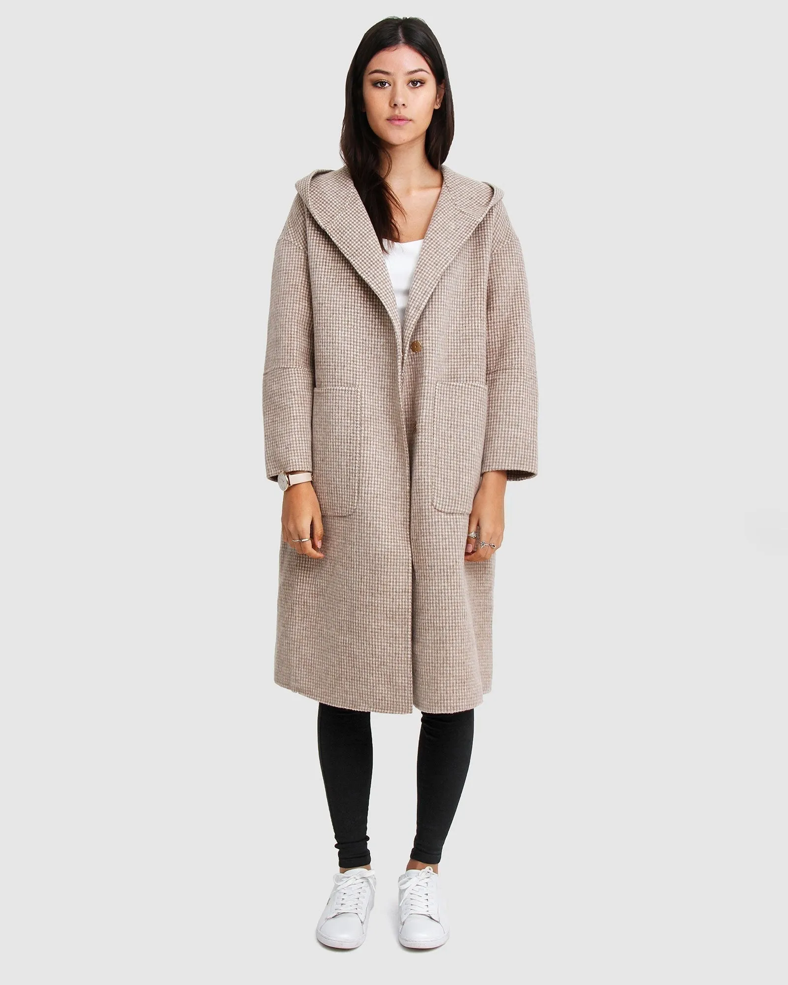 Walk This Way Wool Blend Oversized Coat - Beige