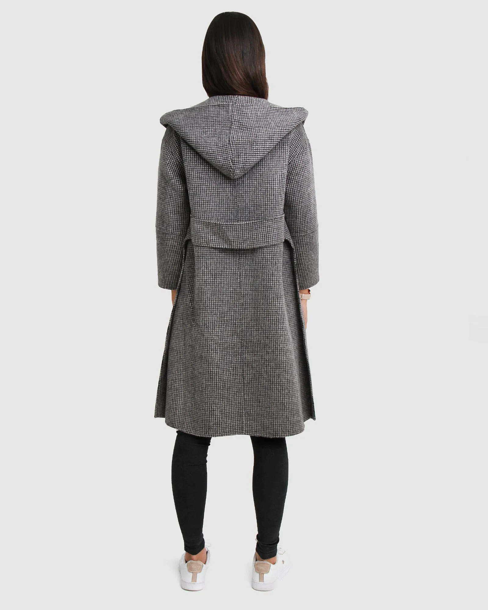 Walk This Way Wool Blend Oversized Coat - Black/White