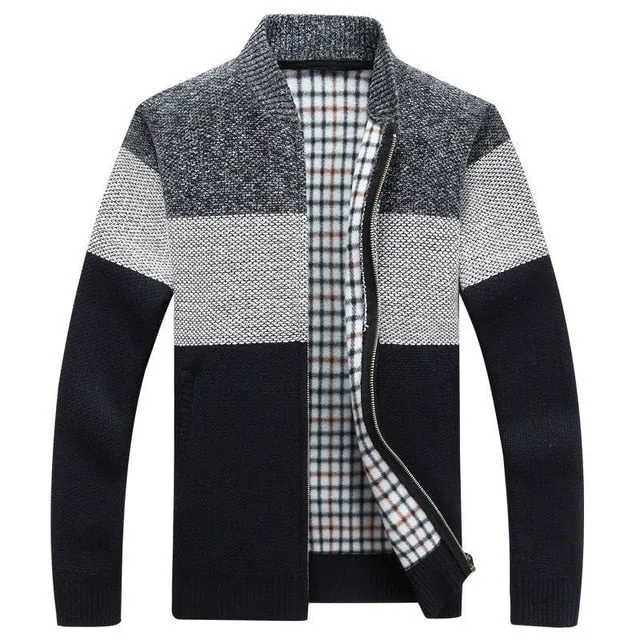 Winter Men's Thick Cardigan Knitted Zipper Outerwear Jacket