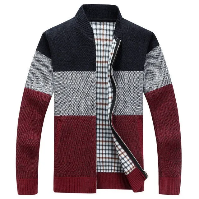 Winter Men's Thick Cardigan Knitted Zipper Outerwear Jacket