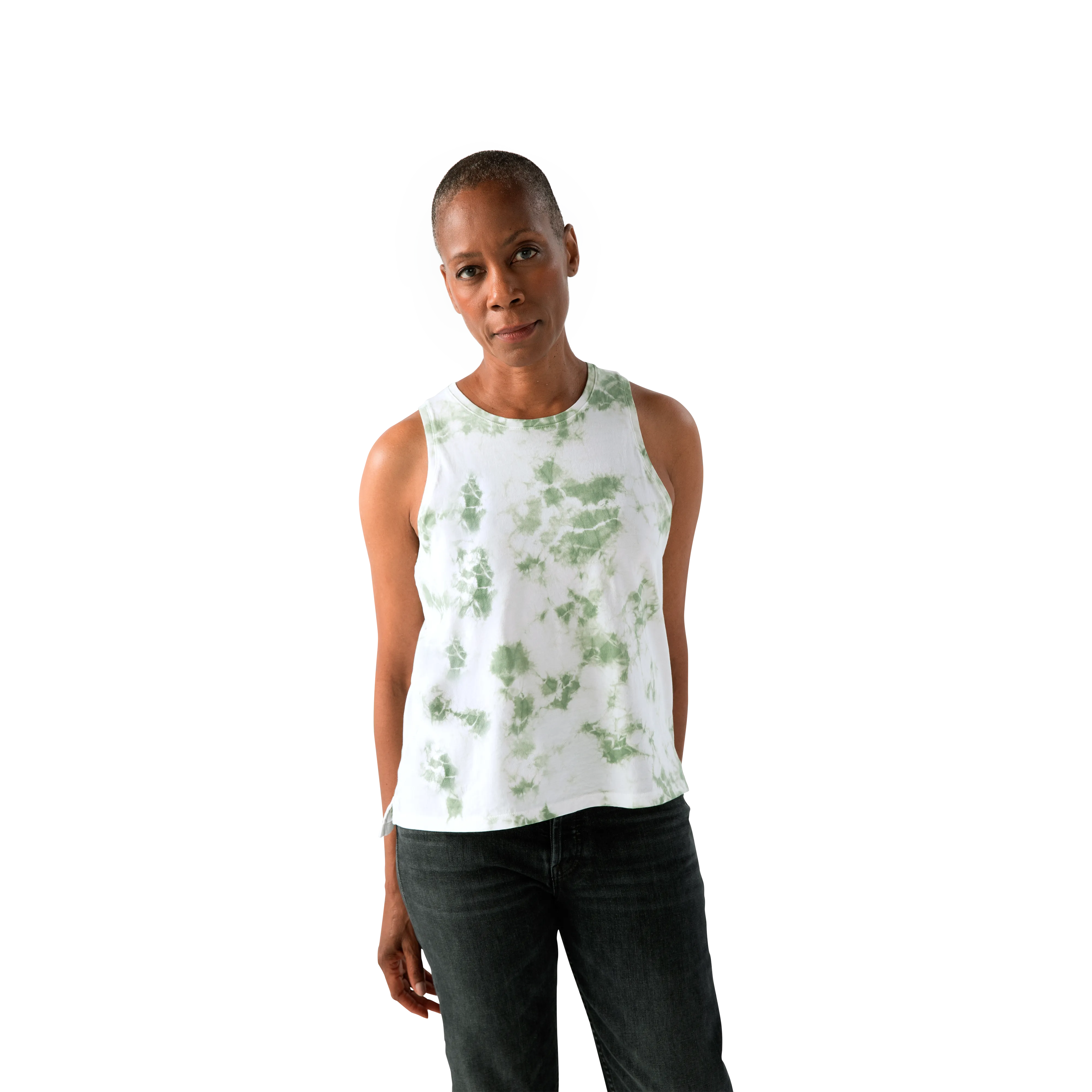 Women's Pima Cotton Tie Dye Crew Neck Tank