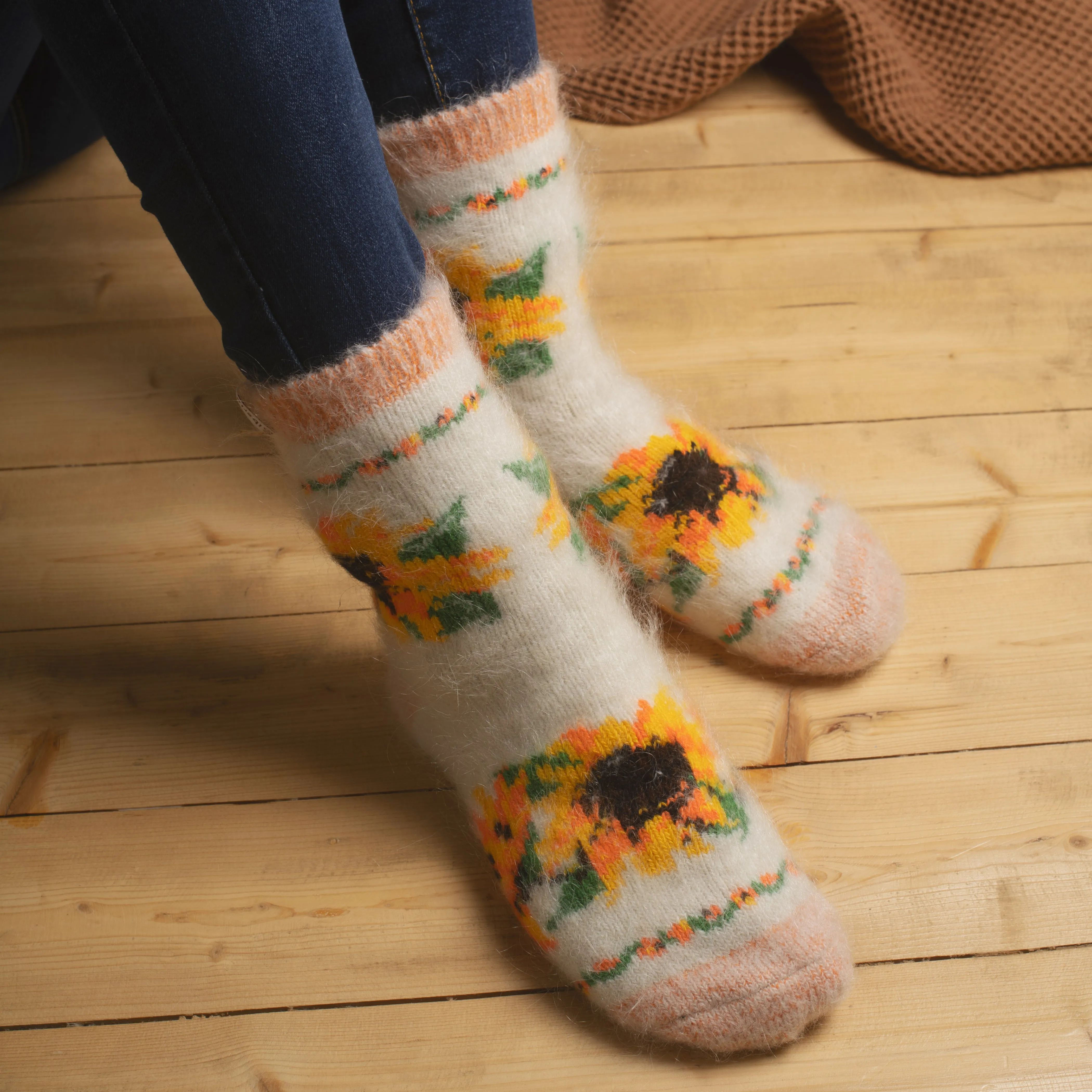 Women's Winter Sunshine Thick Goat Wool Crew Socks