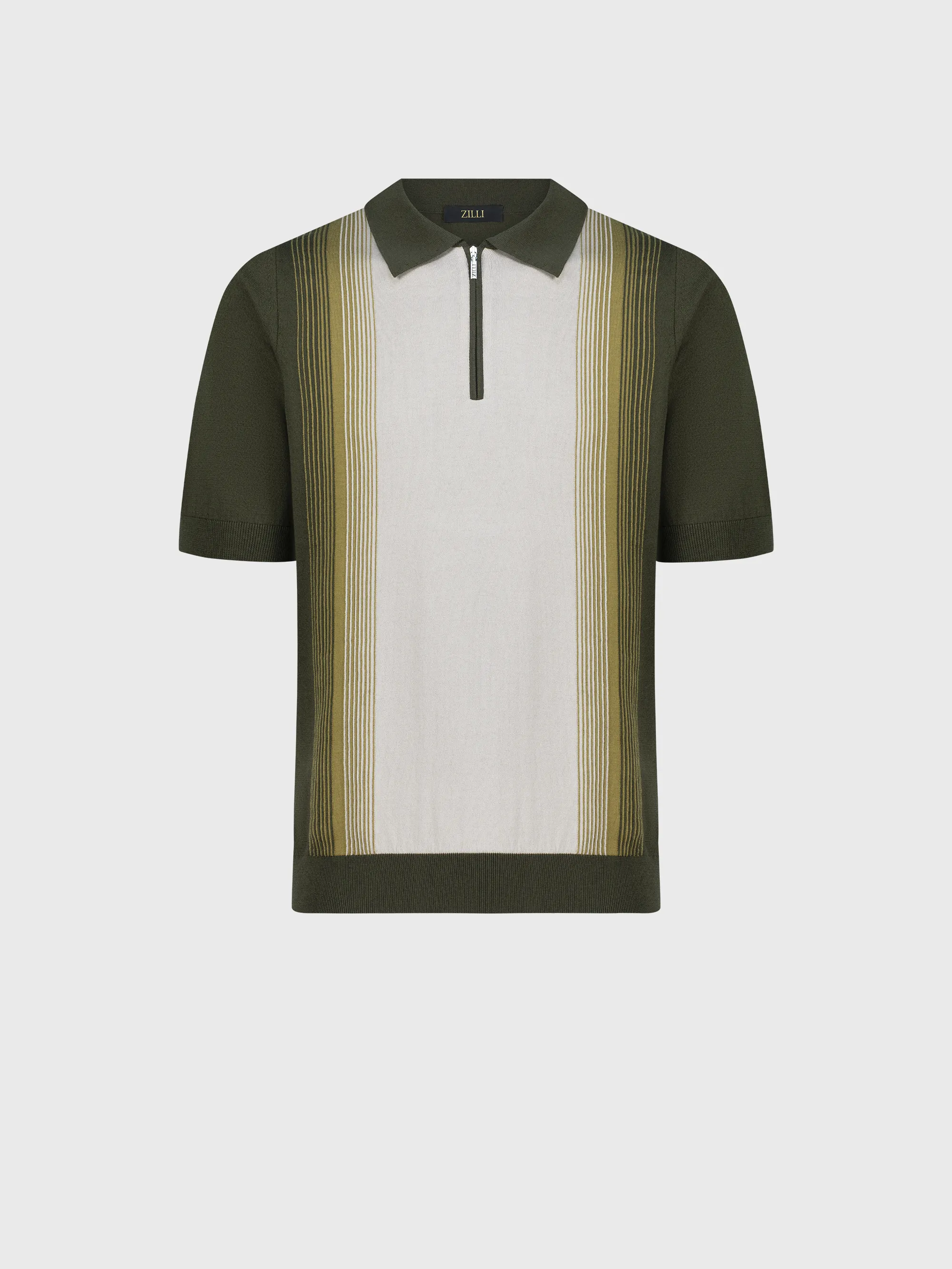 Zipped Polo Shirt in Cotton and Silk