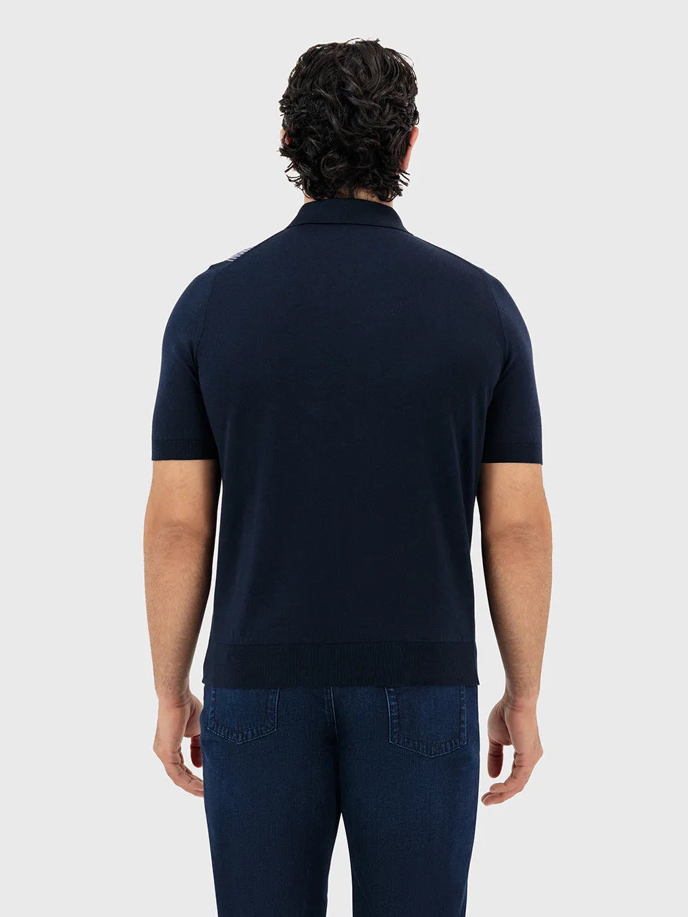 Zipped Polo Shirt in Cotton and Silk