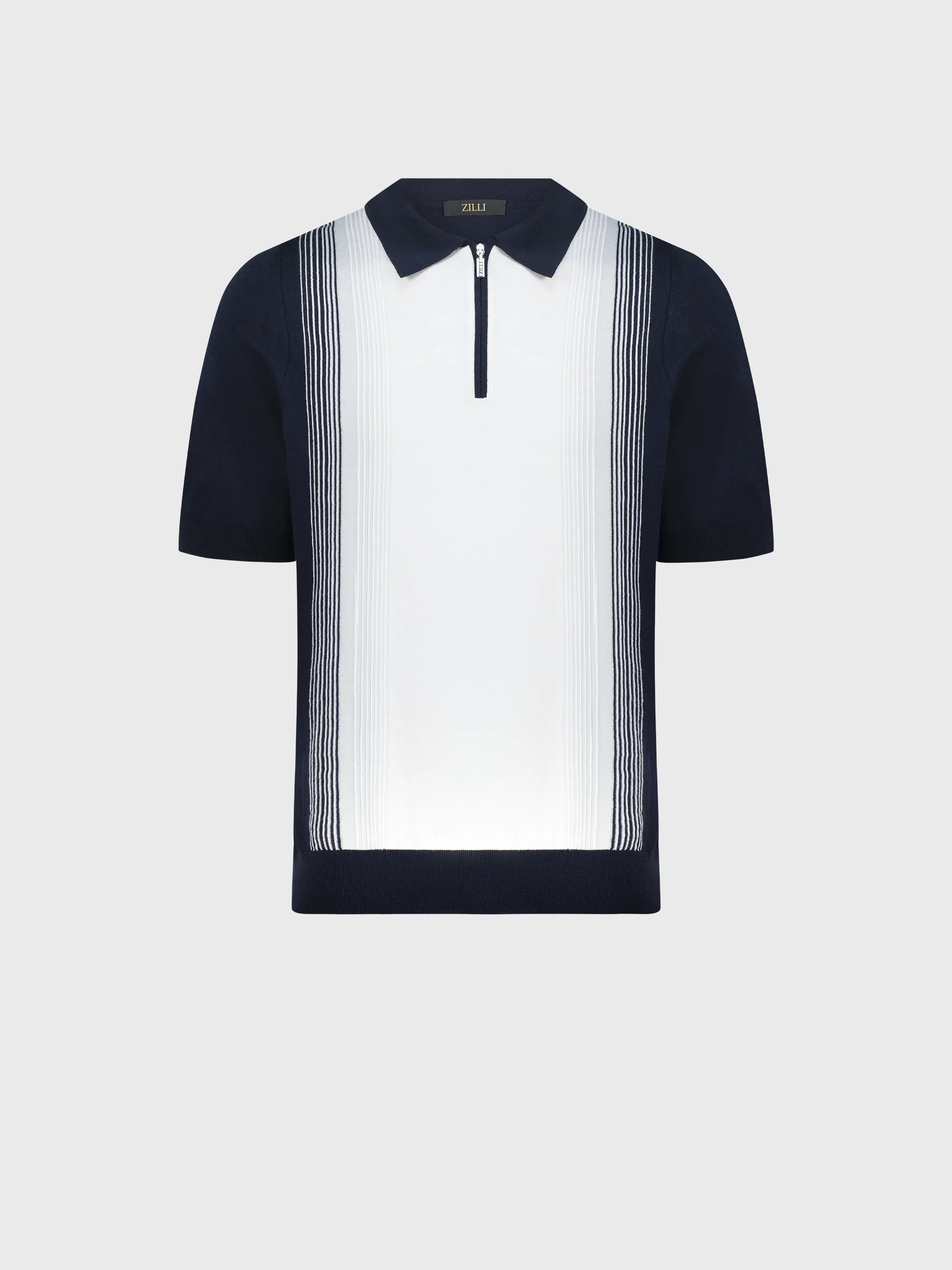 Zipped Polo Shirt in Cotton and Silk