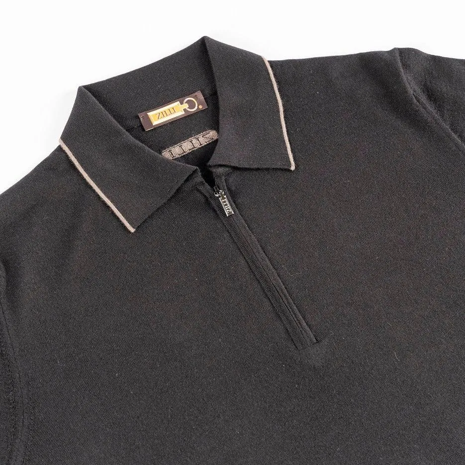 Zipped Polo Shirt, Long Sleeves