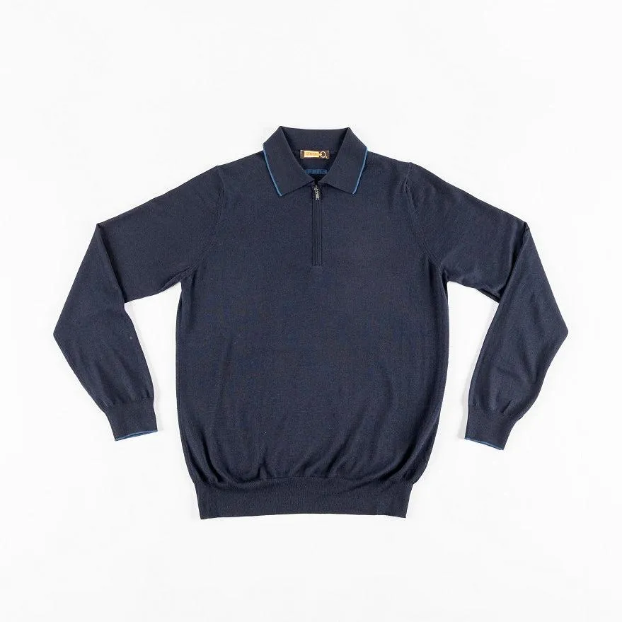 Zipped Polo Shirt, Long Sleeves