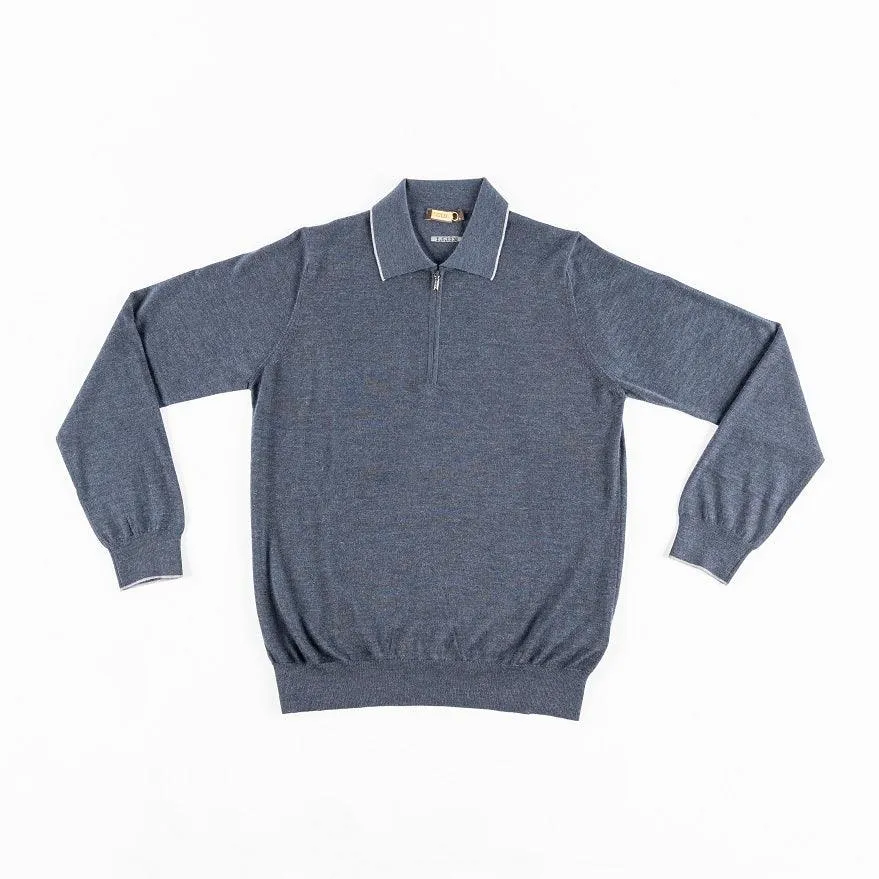 Zipped Polo Shirt, Long Sleeves