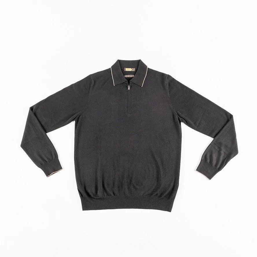 Zipped Polo Shirt, Long Sleeves